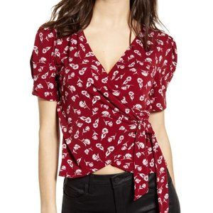 All In Favor (Nordstrom) Red Rhubarb Wrap Top S